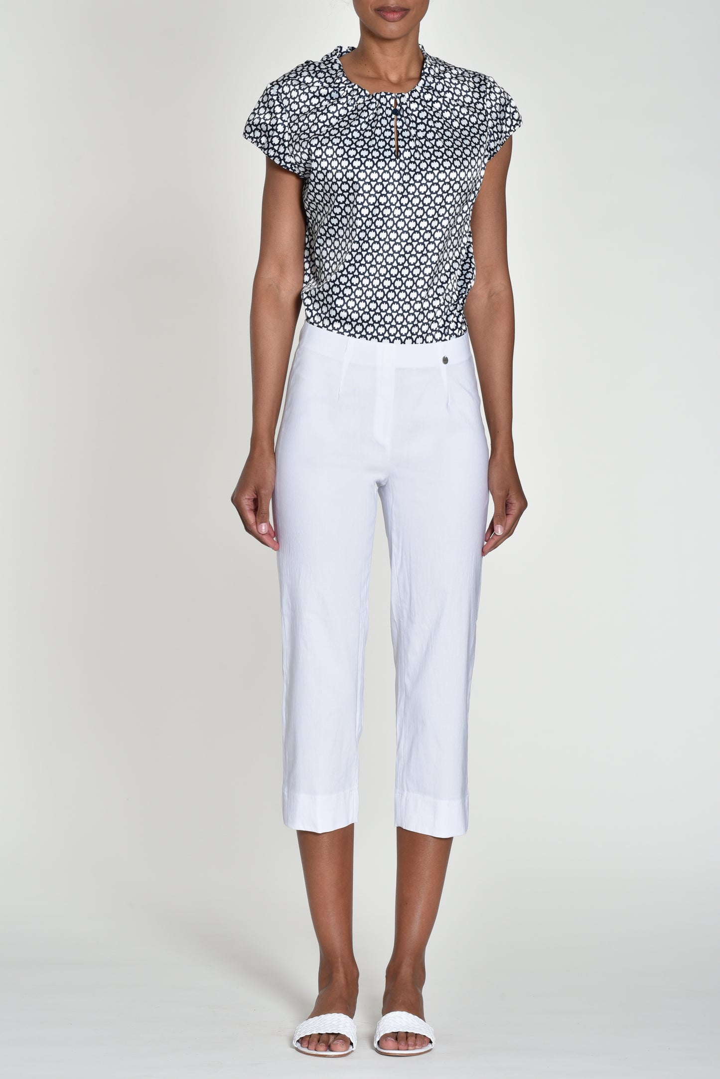 Robell Marie White Cropped 07 Trousers