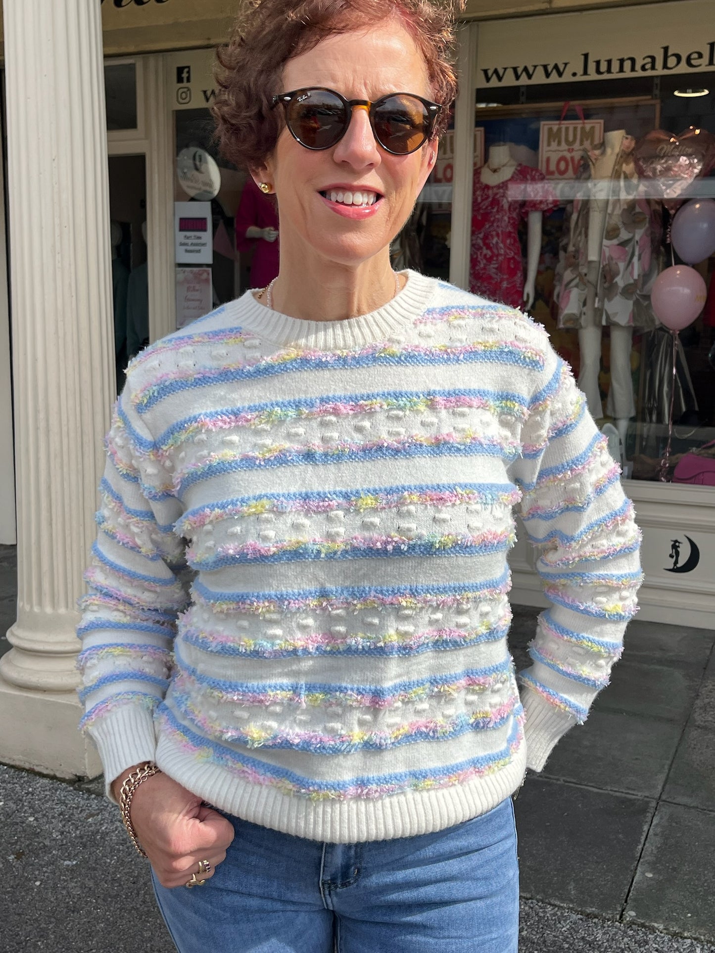 Blue Pastel Striped Sweater