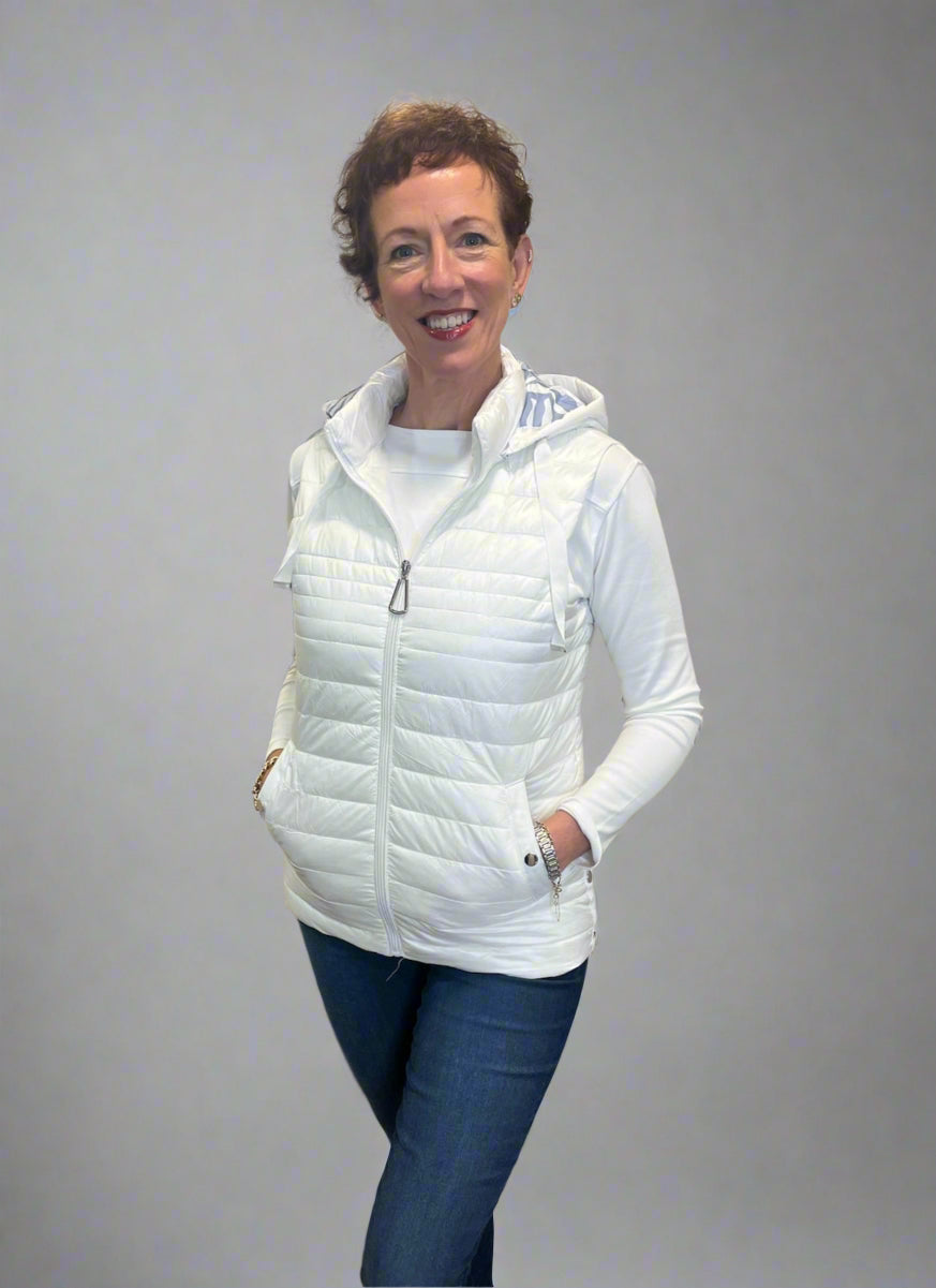 White Short Hooded Gilet