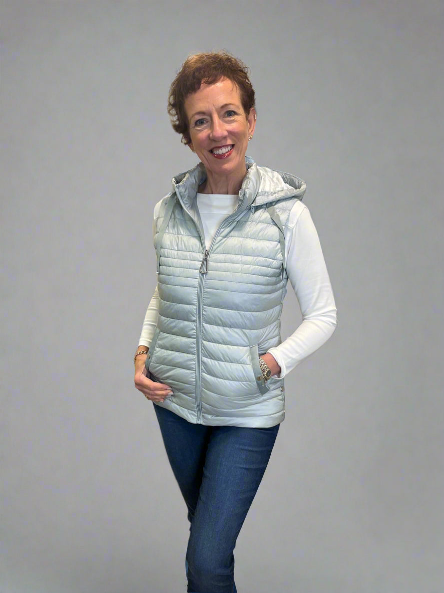 Sage Green Short Hooded Gilet