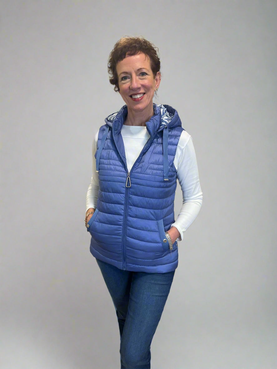 Cornflower Blue Short Hooded Gilet