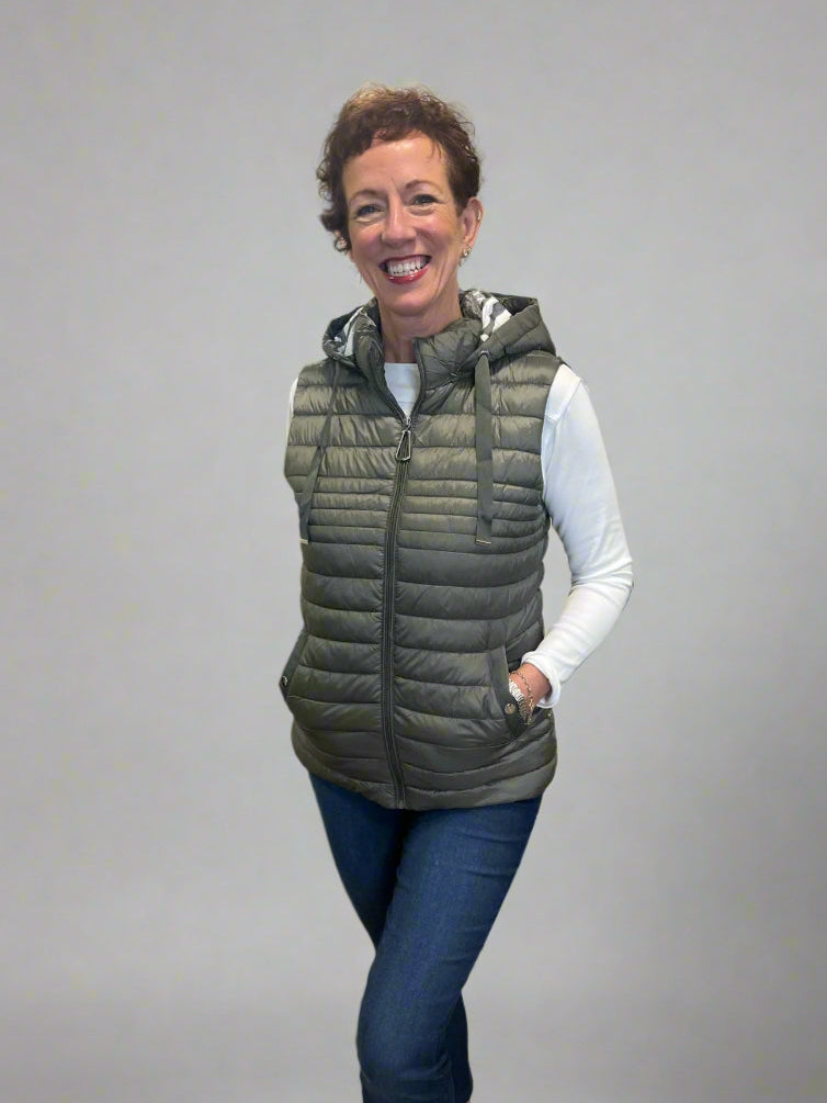 Khaki Short Hooded Gilet