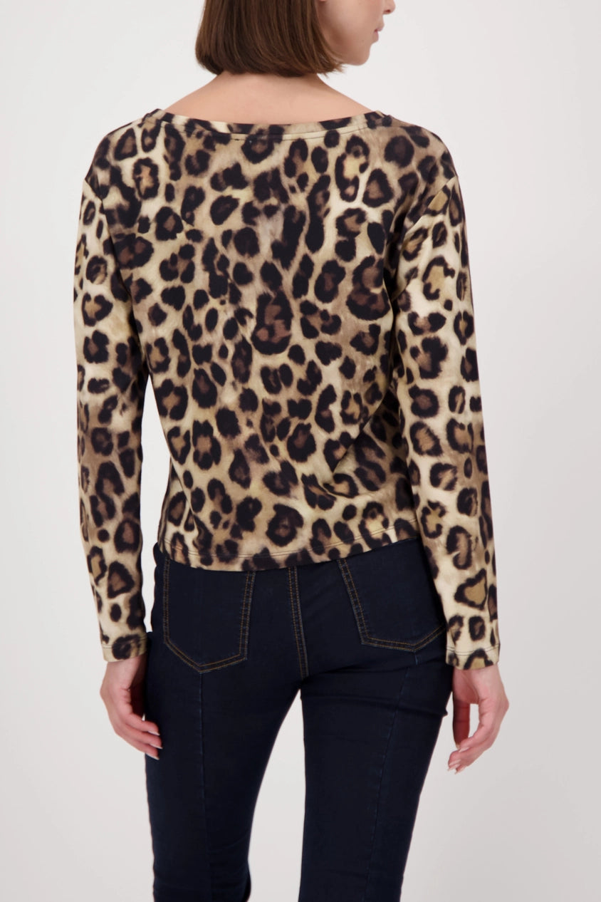 Monari Leopard Print Boat Neckline Top