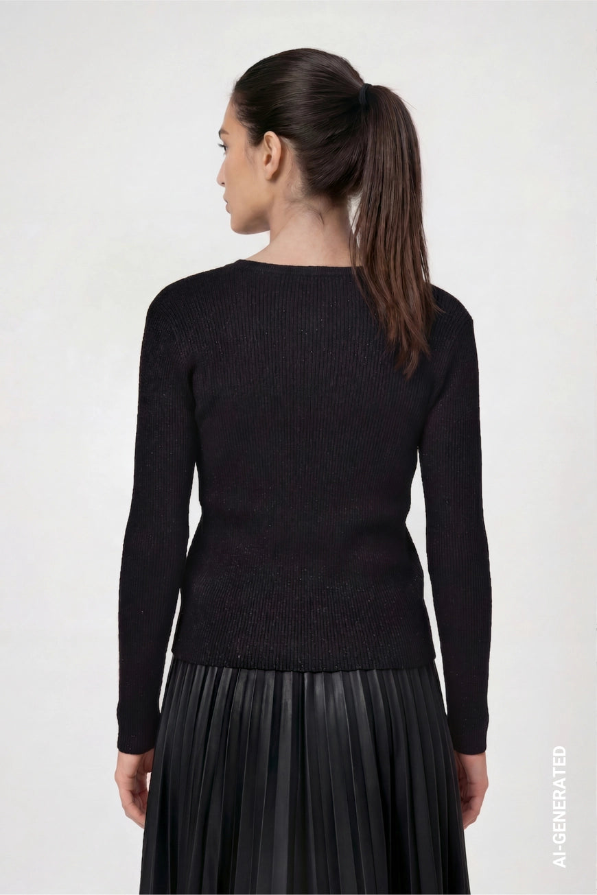 Monari Black Frill Pullover