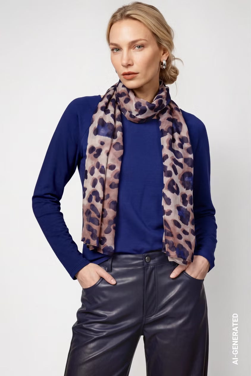 Monari Leopard Print Scarf