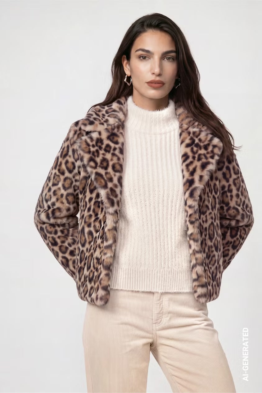 Monari Faux Fur Leopard Print Jacket