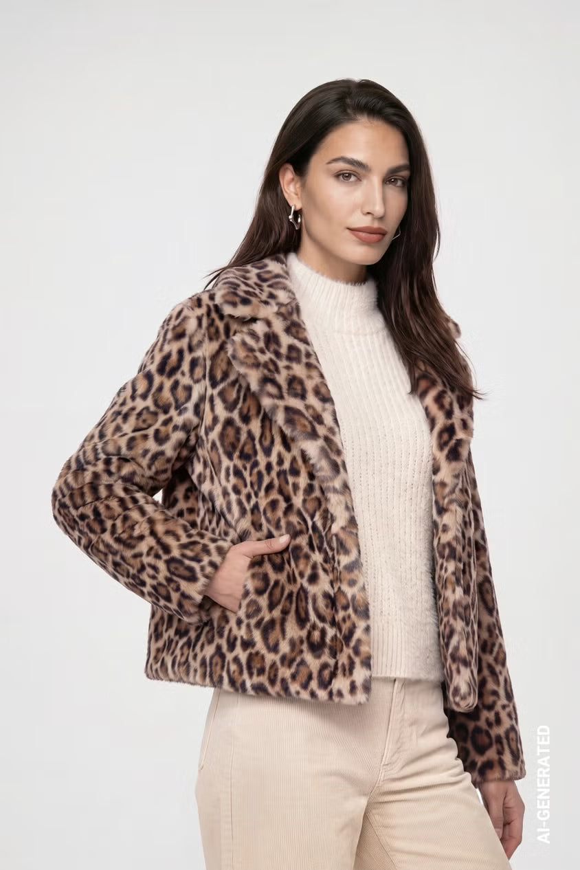 Monari Faux Fur Leopard Print Jacket