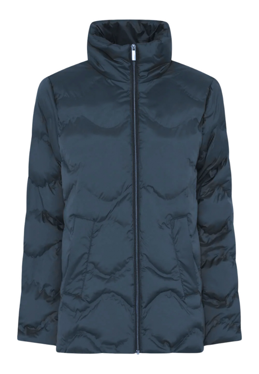 Petrol Blue Stand Collar Jacket