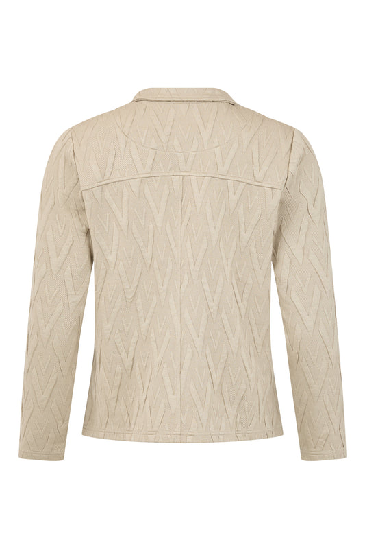 Sunday Geometric V Print Cardigan in Sand