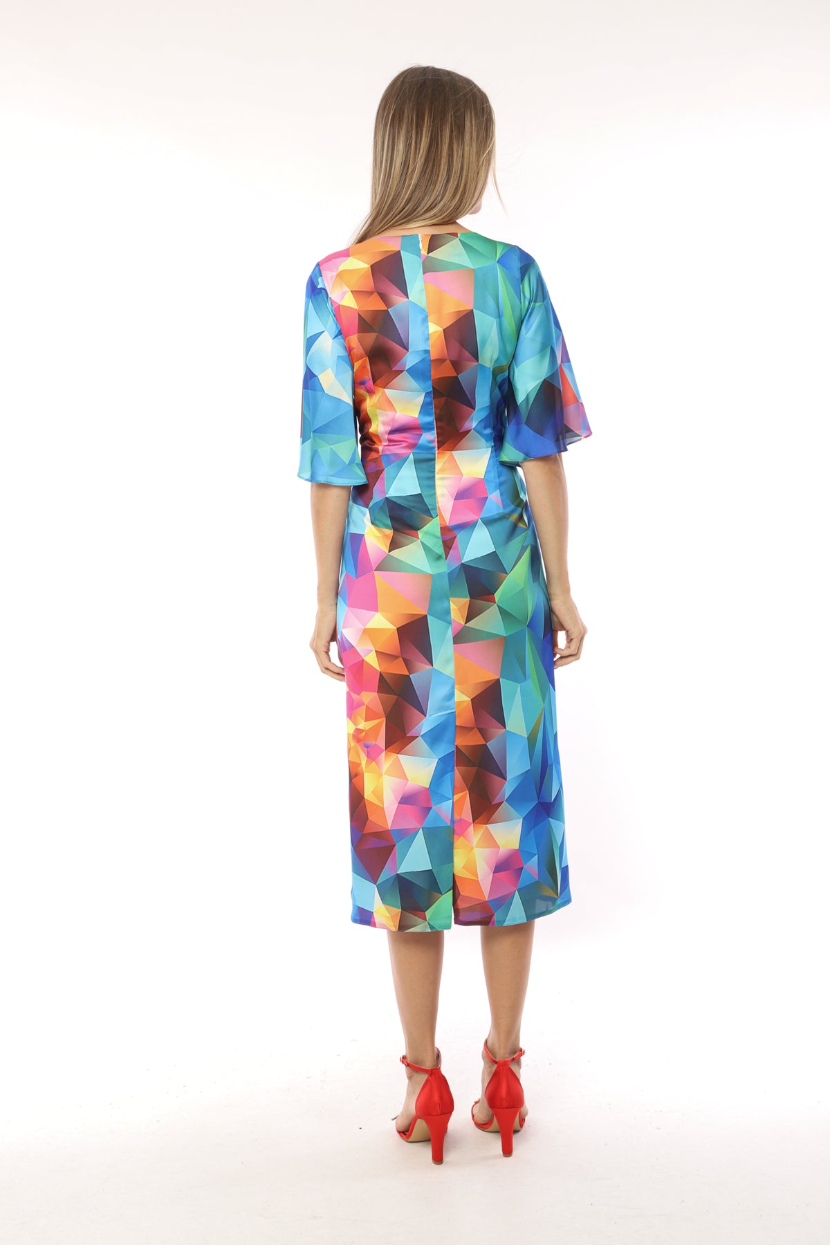 Vibrant Print Twist Bodice Dress