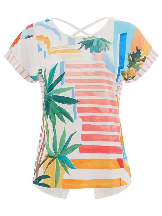 Dolcezza Botanical Criss Cross Back Detail Top