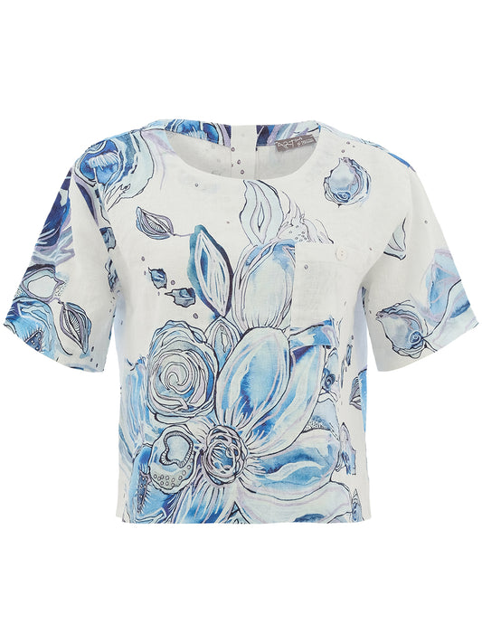 Dolcezza Blue Flowers Top