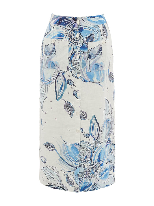 Dolcezza Blue Flowers Skirt