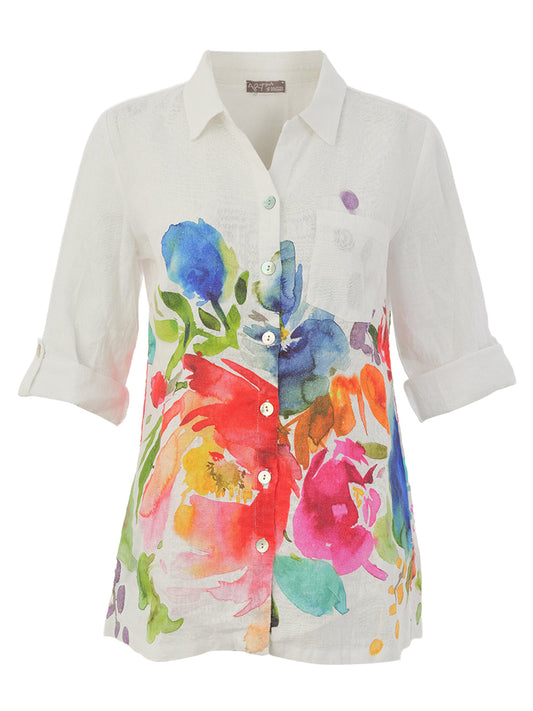 Dolcezza Floral Linen Blouse