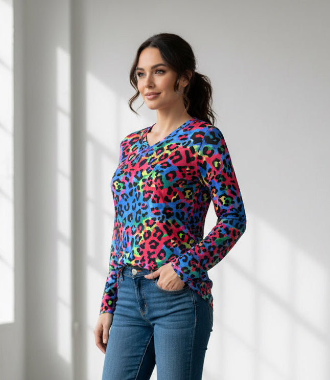 Libra Multicolored Leopard Print Top