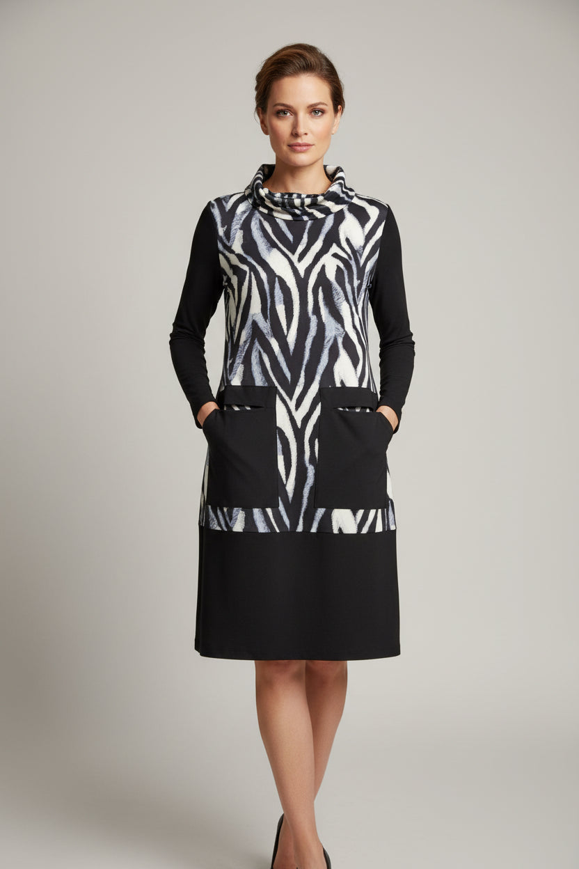Libra Turtleneck Zebra Print Dress