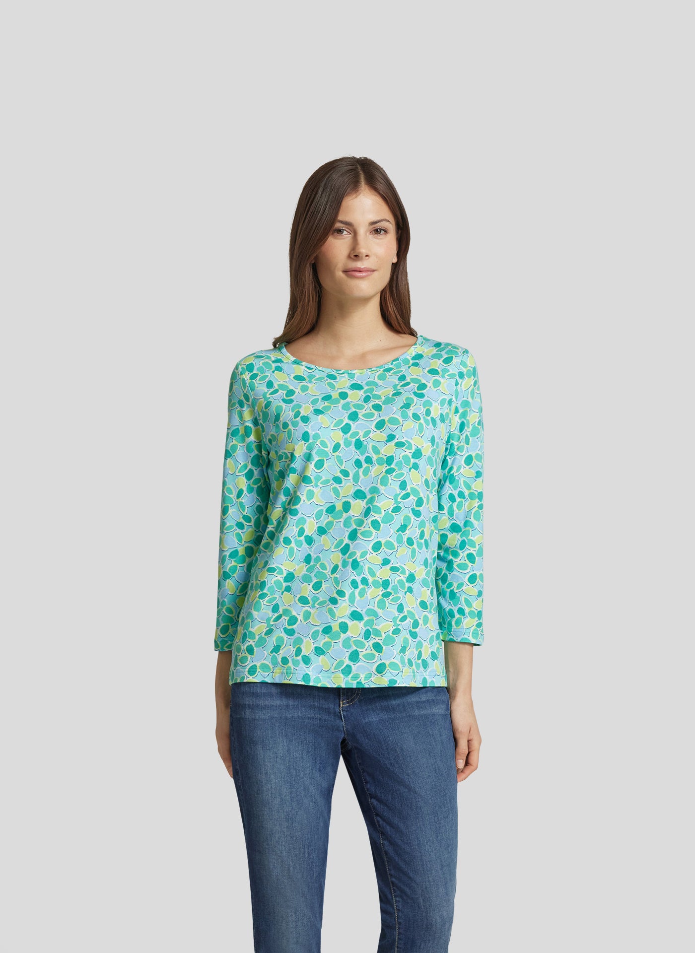 Rabe Green 3/4 Sleeve Abstract Print Top
