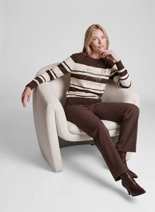 RABE Brown Striped Pullover