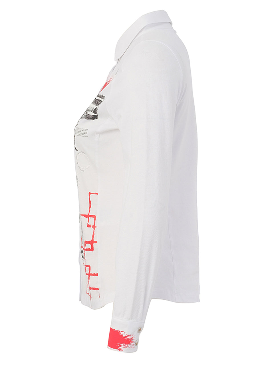 Dolcezza White & Red Abstract Blouse
