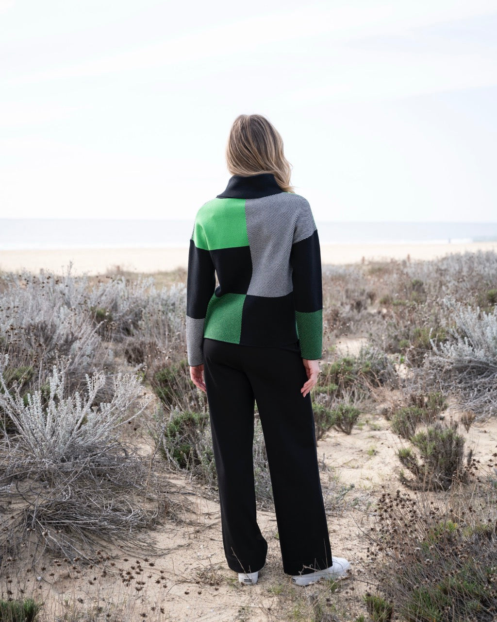 Marble Green Colourblock Sweater