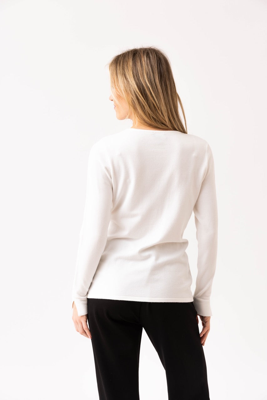 Marble White Circle Embellished Sweater