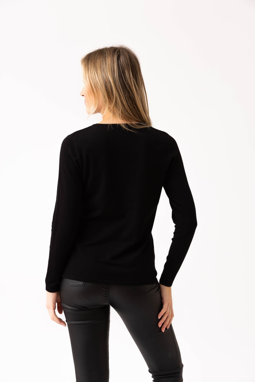 Marble Black Embellished Sweater