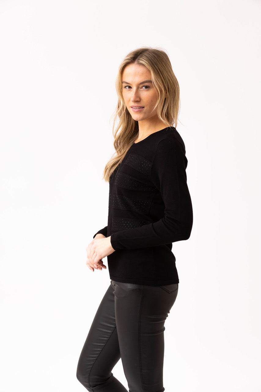 Marble Black Embellished Sweater