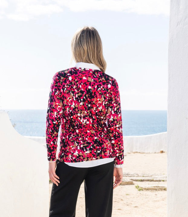 Marble Red Scatter Print Sweater
