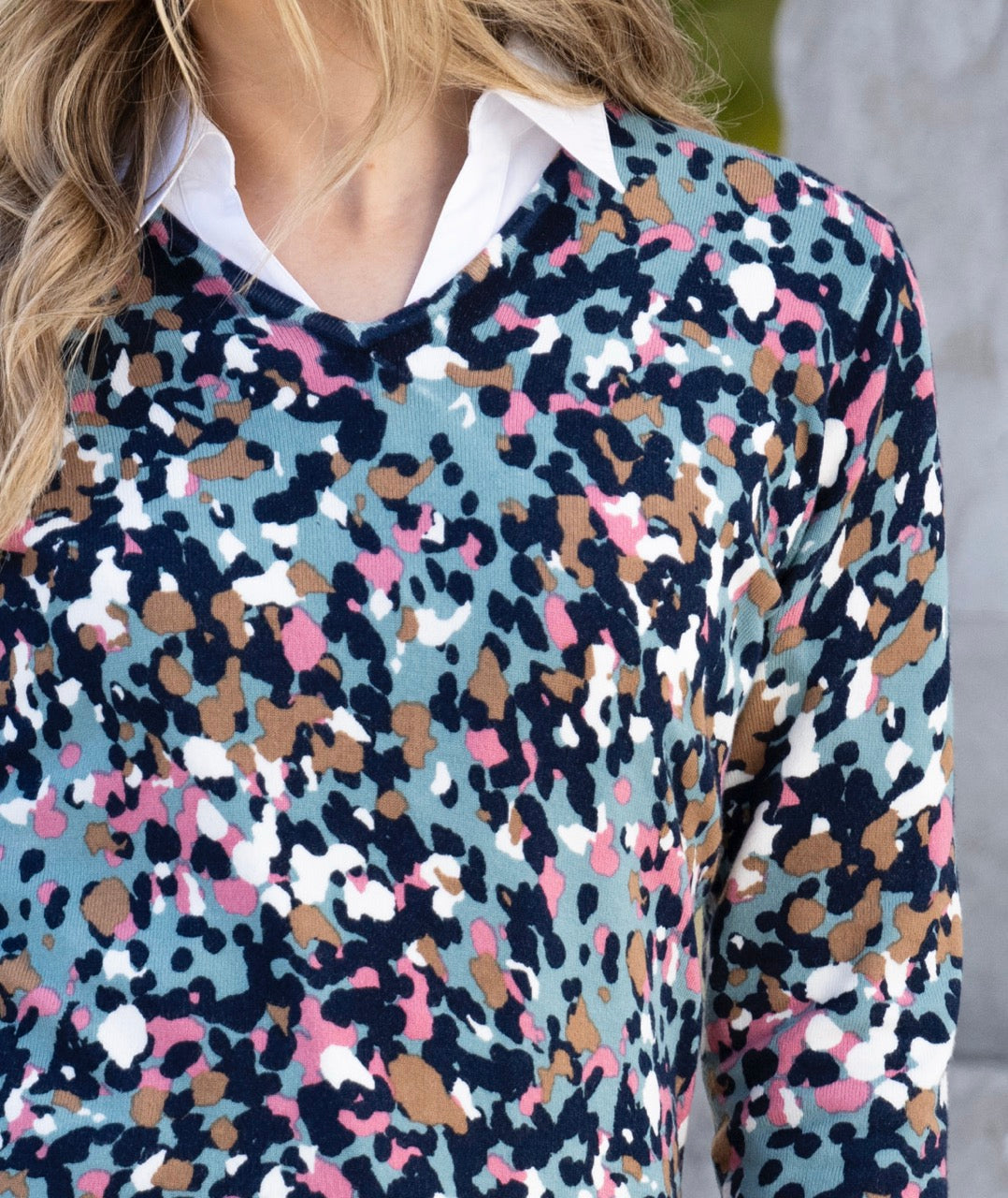 Marble Seafoam Scatter Print Sweater