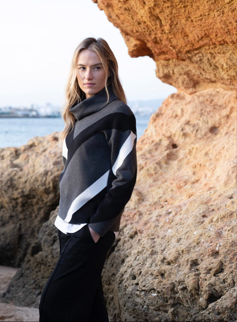 Marble Charcoal Abstract Sweater
