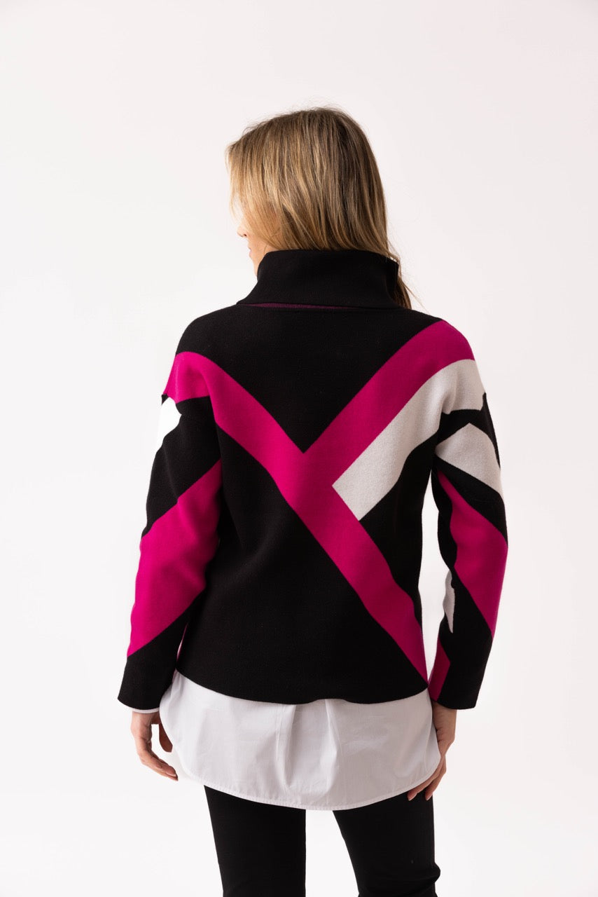 Marble Fuschia Abstract Sweater