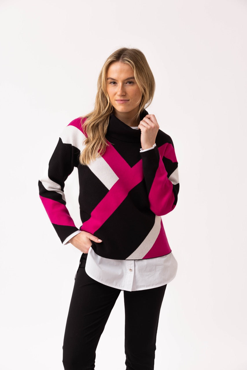 Marble Fuschia Abstract Sweater