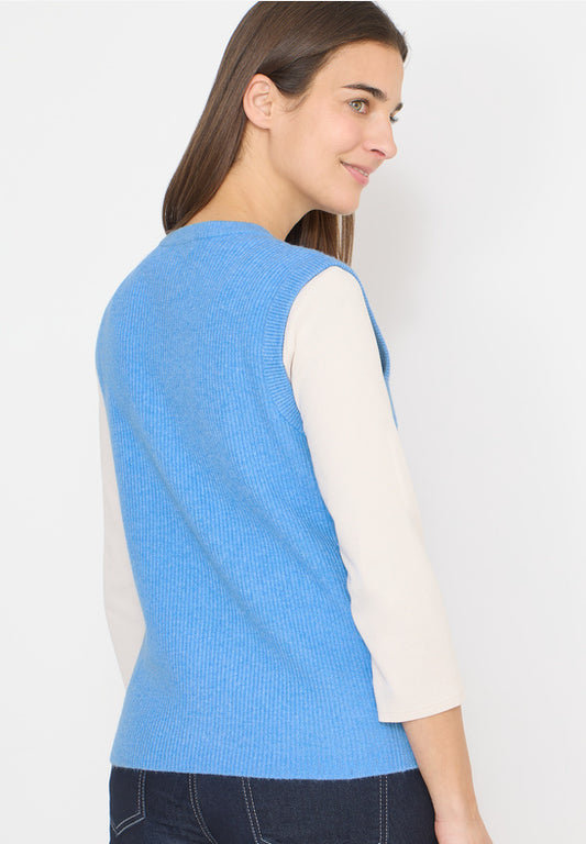 Cecil Blue Rib Mix Vest