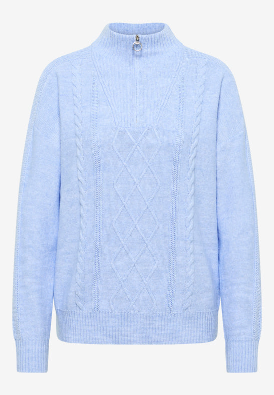 Cecil Light Blue Troyer Knit