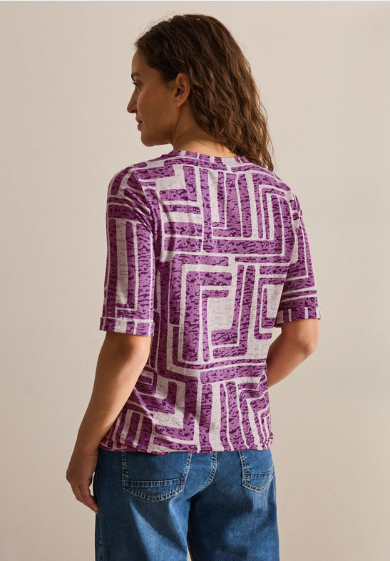 Cecil Pink Two Tone Printed Burnout Top