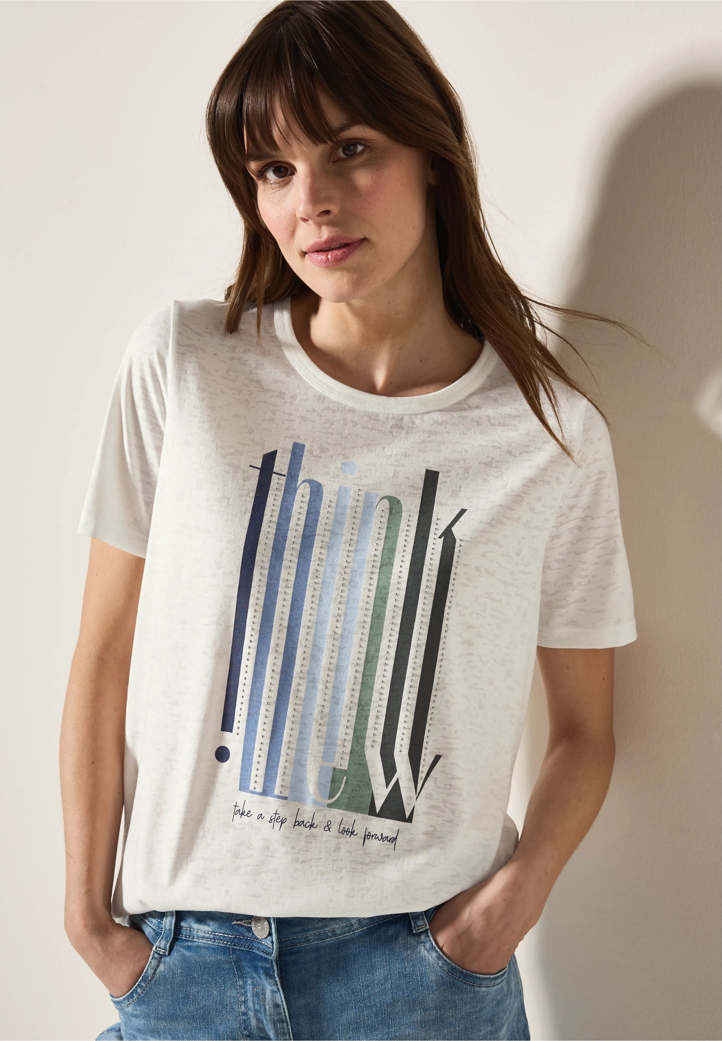 Cecil Vanilla White Burnout Top