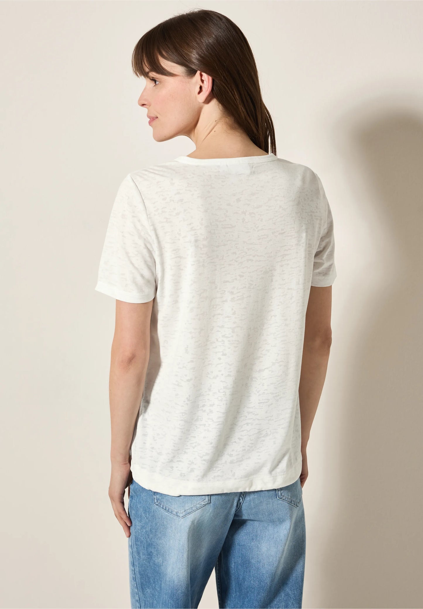 Cecil Vanilla White Burnout Top