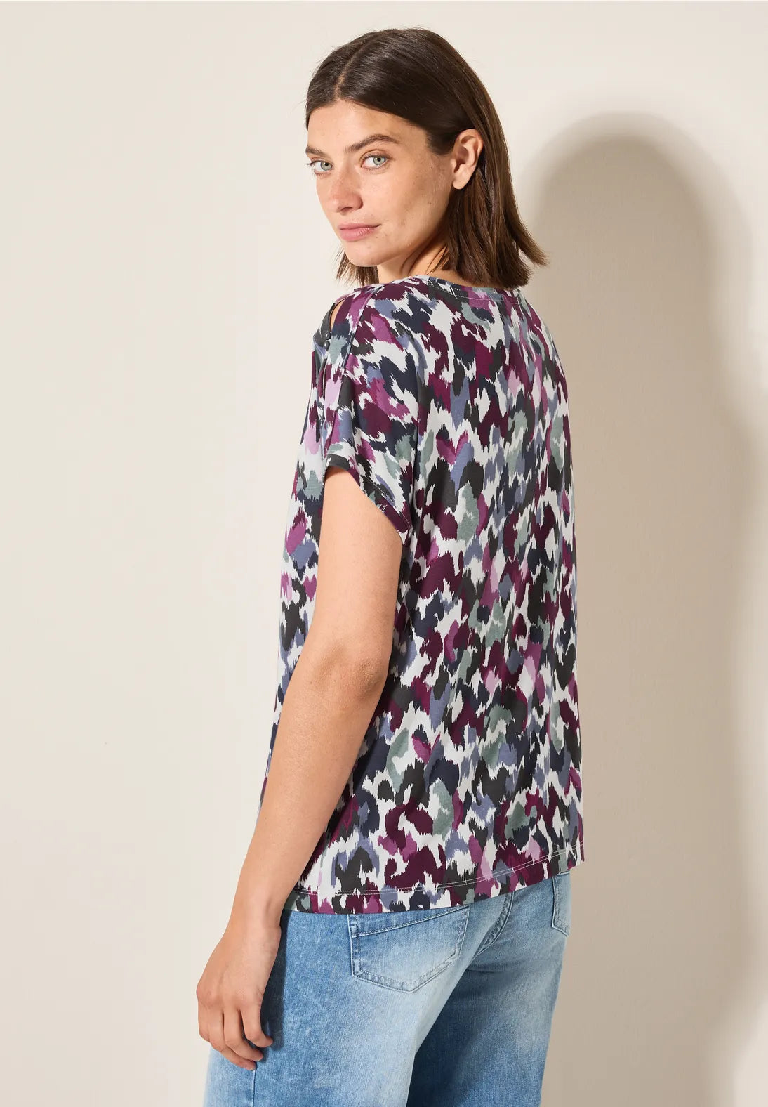 Cecil White Button Shoulder Top