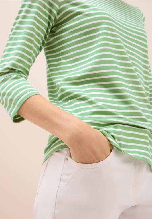 Cecil Fennel Green Striped Top