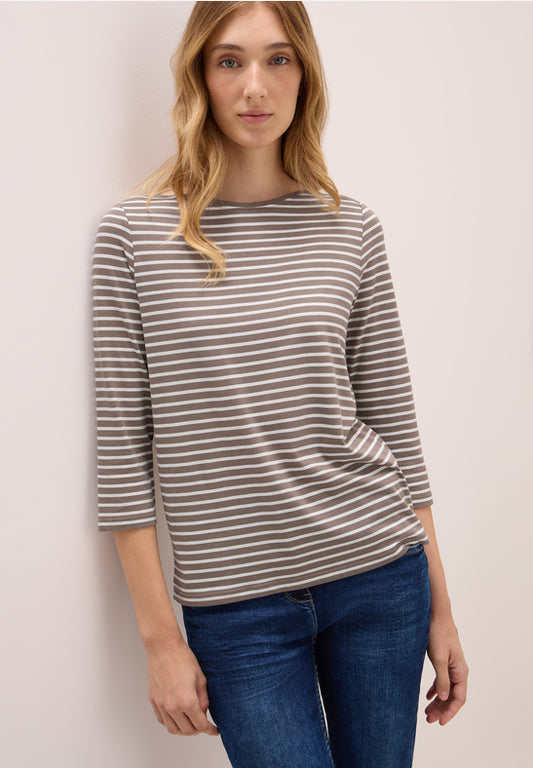 Cecil Cocoa Taupe Striped Top