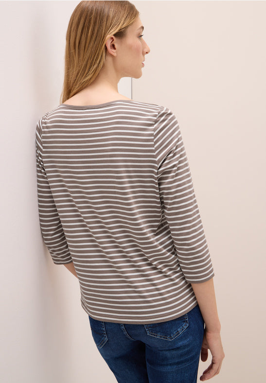 Cecil Cocoa Taupe Striped Top