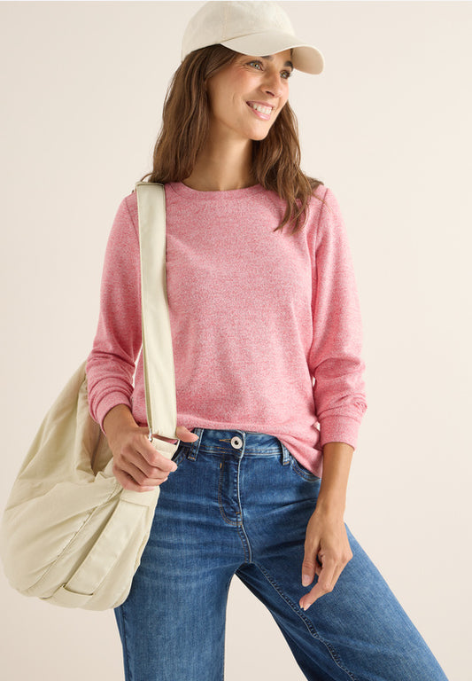 Cecil Fiery Red Rib Button Top