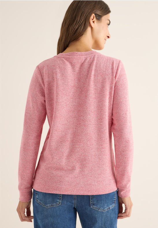 Cecil Fiery Red Rib Button Top