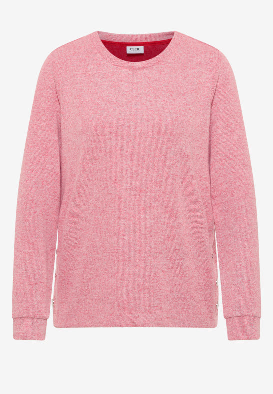 Cecil Fiery Red Rib Button Top