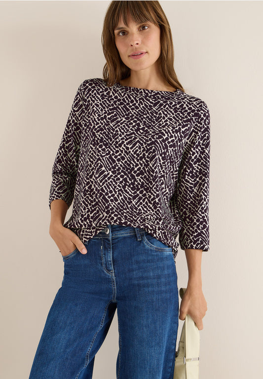 Cecil EggPlant Minimal Print Top