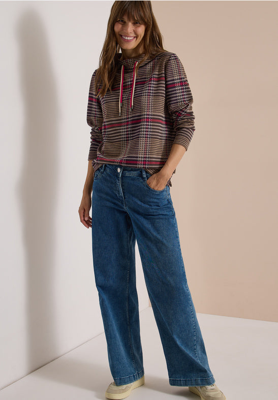 Cecil Check Funnel Neck Top
