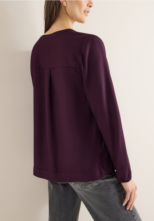 Cecil Eggplant Red Solid Deco Blouse