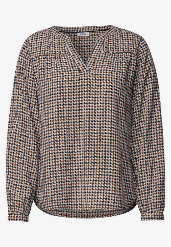 Cecil Houndstooth Print Top