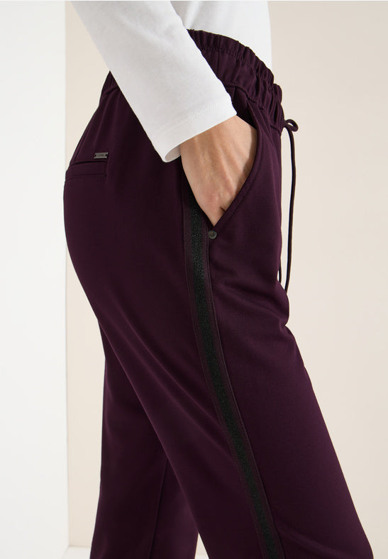 Cecil Tracey Eggplant Lurex Tape Trousers