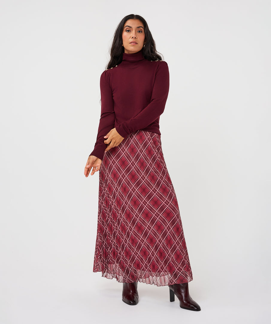 Esqualo Burgundy Turtleneck with Shoulder Buttons